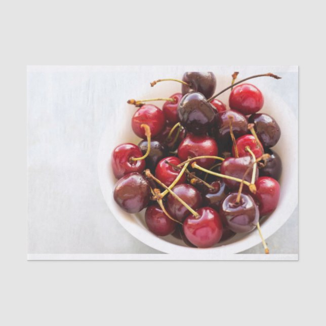 Schüssel mit Kirschen Seidenpapier (Vorderseite)