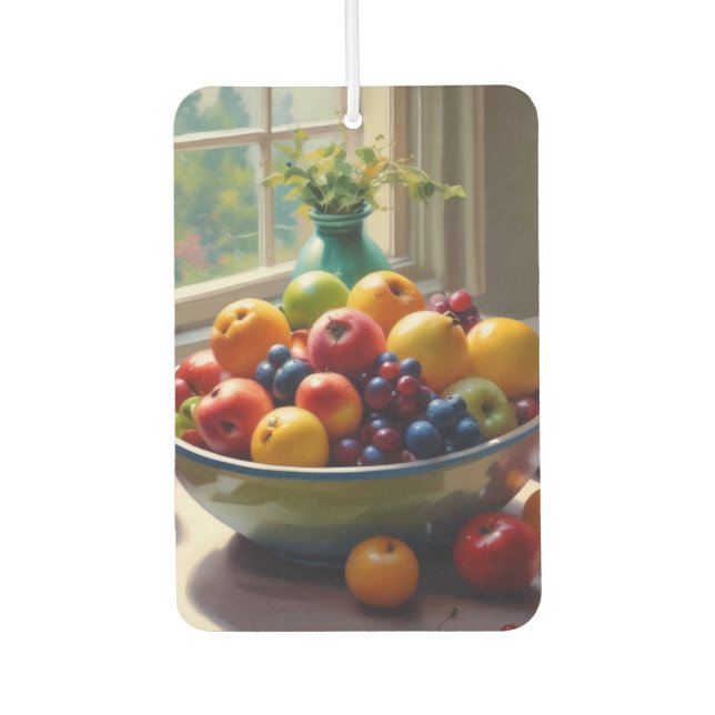 Schüssel mit Obst auf Tisch klassische Ölmalerei Autolufterfrischer (Vorderseite)