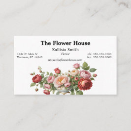 Schüssel mit Rose Florist Blume Designer Grower Visitenkarte