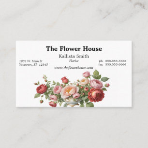 Schüssel mit Rose Florist Blume Designer Grower Visitenkarte