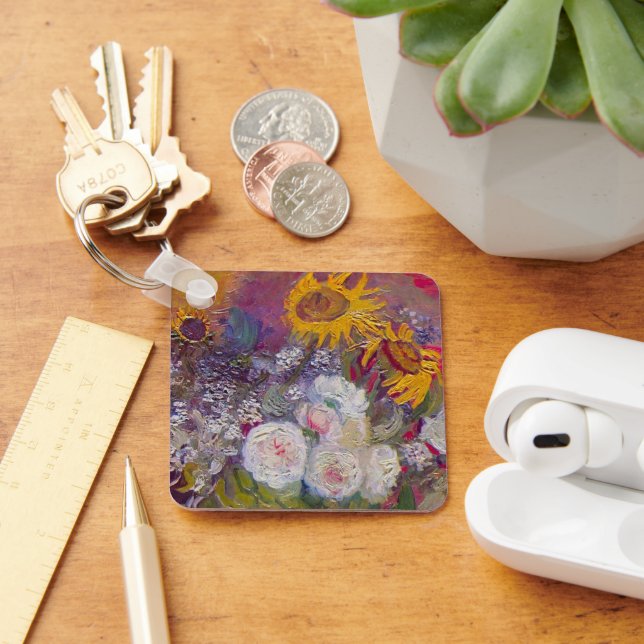 Schüssel mit Sonnenblumen und Rose von Vincent van Schlüsselanhänger (Schreibtisch)