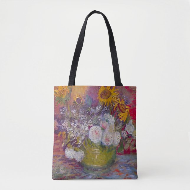 Schüssel mit Sonnenblumen und Rose von Vincent van Tasche (Vorderseite)
