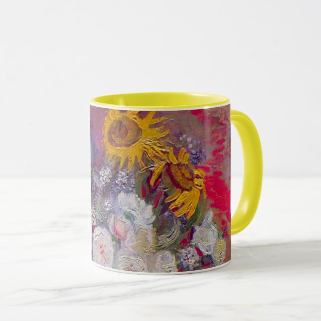 Schüssel mit Sonnenblumen und Rose von Vincent van Tasse (VorderseiteRechts)