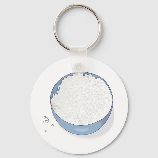 Schüssel mit weißem Reis Schlüsselanhänger (Vorderseite)