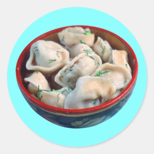 Schüssel Pelmeni Runder Aufkleber