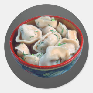 Schüssel Pelmeni Runder Aufkleber