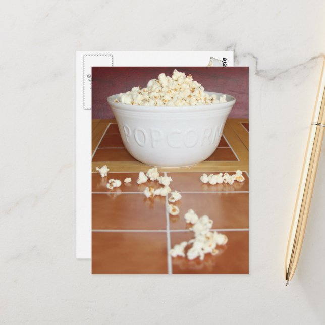 Schüssel Popcorn Postkarte (Vorderseite/Rückseite Beispiel)