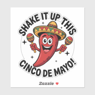 Schütteln Sie das Cinco de Mayo! Red Chili Pepper Aufkleber
