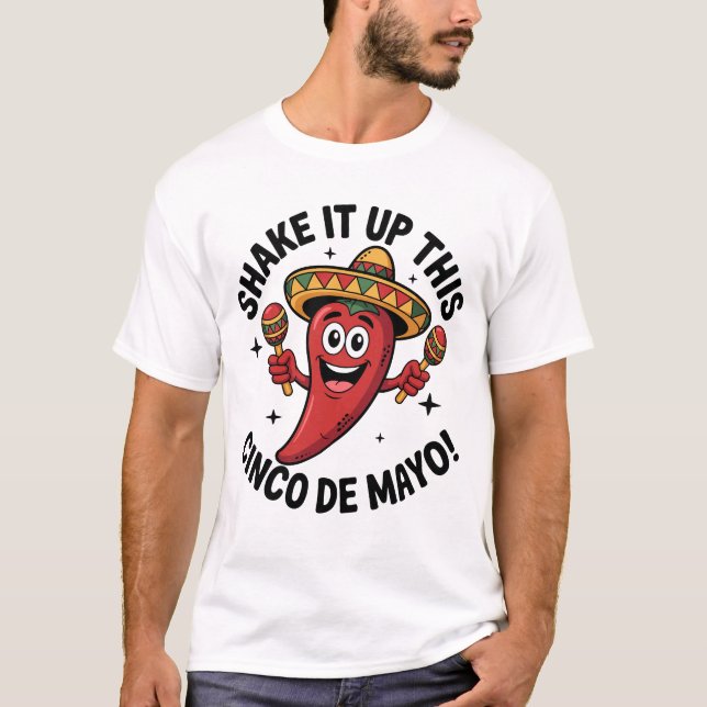 Schütteln Sie das Cinco de Mayo! Red Chili Pepper T-Shirt (Vorderseite)