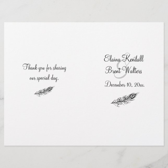 Schütteln Sie Ihr Schwanz Feathers Wedding Program (Vorderseite)