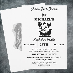 Schütteln Sie Ihren Bacon Pig Bachelor Party Einladung