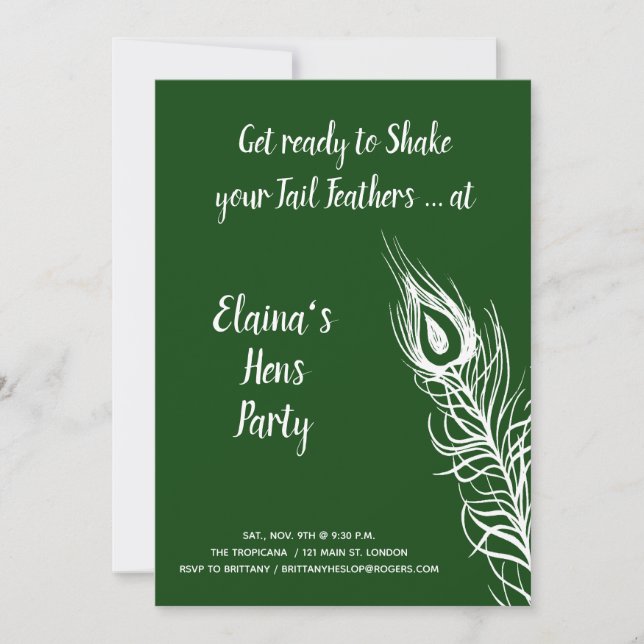 Schütteln Sie Ihren Schwanz Feathers Hens Party Sm Einladung (Vorderseite)