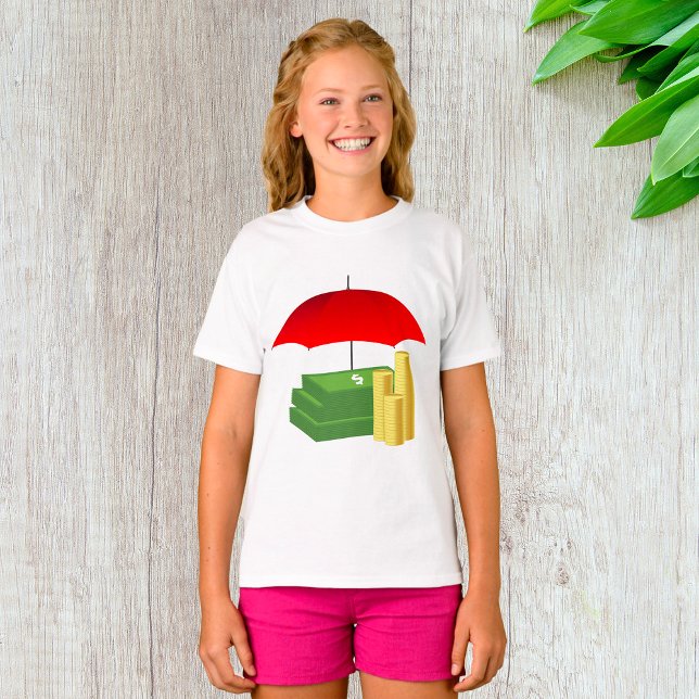 Schutz der finanziellen Sicherheit mit Rotem Schir T-Shirt (Von Creator hochgeladen)