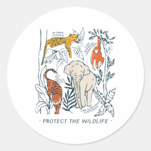 Schutz des botanischen Shirts Wildlife Botanic Cha Runder Aufkleber