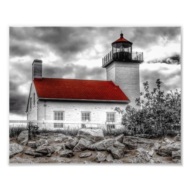 Schutz des Hafens - Leuchtturm Sandpoint Fotodruck (Vorne)