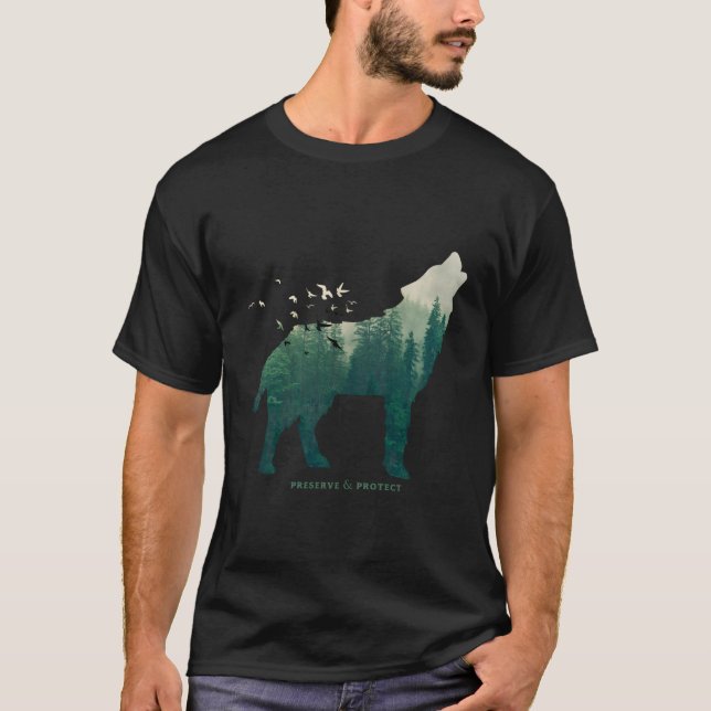 Schutz des Nationalparks Wolf T-Shirt (Vorderseite)