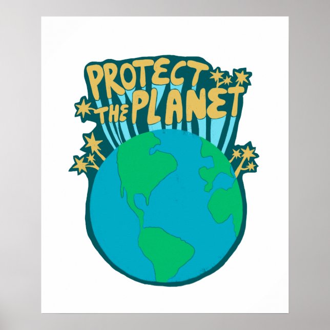 SCHUTZ DES PLANETEN GERETTET ERDE Öko Grüne Kunst Poster (Vorne)