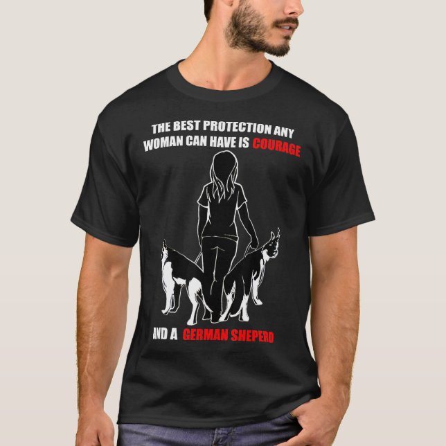 Schutz jeder Frau ist Mut und ein deutscher Schutz T-Shirt (Vorderseite)