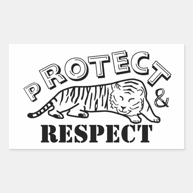 Schutz und Respekt vor Wildtieren Tiger Rechteckiger Aufkleber (Vorderseite)