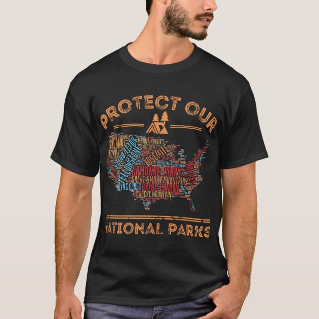 Schutz unseres Nationalparks Karte Wandergebiet Na T-Shirt (Vorderseite)
