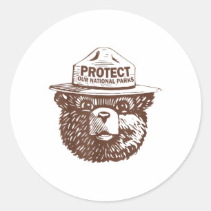Schutz unseres Parks Bear Graphic National Park Fu Runder Aufkleber