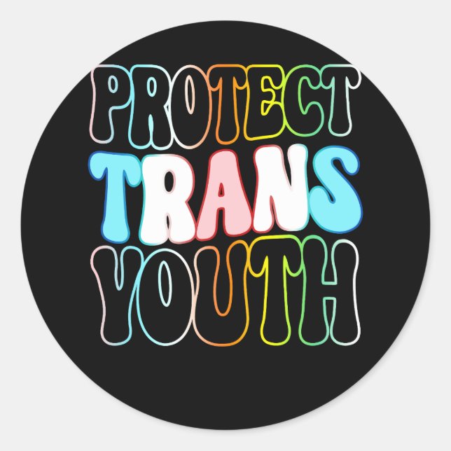 Schutz von Trans-Jugendkindern, die LGBT LGBTQ tra Runder Aufkleber (Vorderseite)