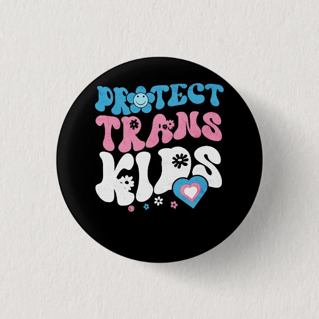Schutz von Trans Kids LGBT Prix Transgender Farbe  Button (Vorderseite)