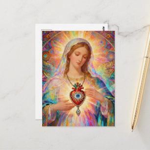 Schutz vor dem Bösen Heiliges Herz Mariens Postkarte
