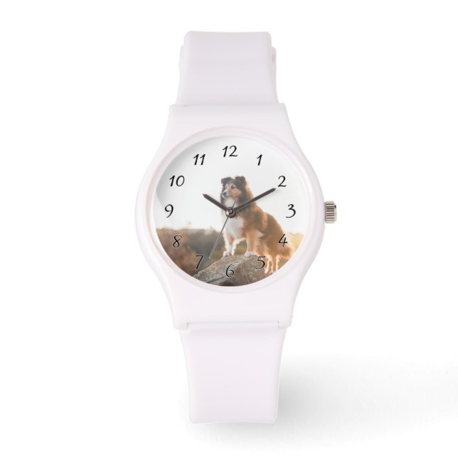 Schutz vor Klippen bei Sonnenuntergang Armbanduhr (Vorderseite)