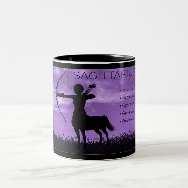 Schütze-Bogenschütze-Tierkreis-Tasse mit Merkmalen Zweifarbige Tasse (Mittel)