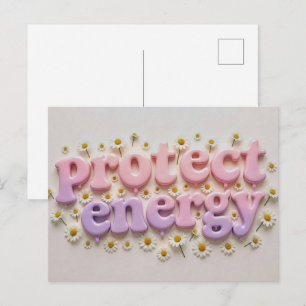 Schütze deine Energie Pastell Blumen Postkarte