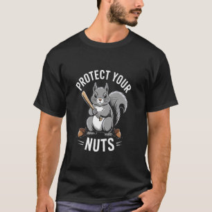 Schütze Deine Nüsse Lustiger Eichhörnchen Baseball T-Shirt
