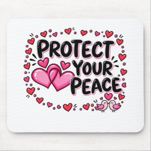 Schütze Deinen Frieden Rosa Herzen Liebesvögel Mousepad