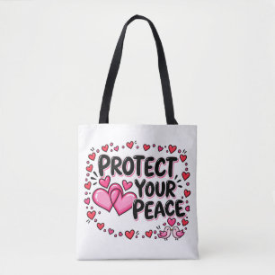 Schütze Deinen Frieden Rosa Herzen Liebesvögel Tasche