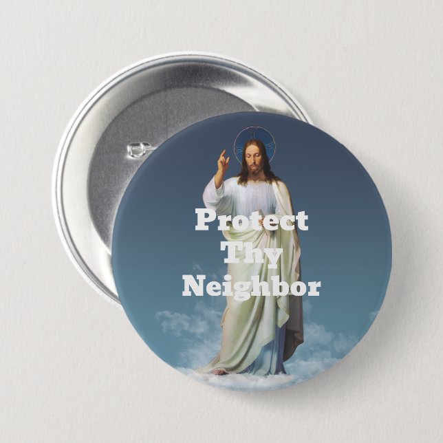 Schütze deinen Nachbarn Knopf Button (Vorne & Hinten)