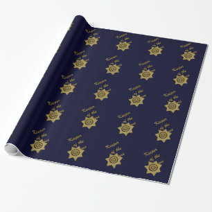 Schütze des Cons-Gold-Abzeichen-Blue-Gift-Wrapping Geschenkpapier