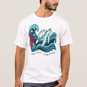 Schütze die Blaue Meeresschildkröte Ozeanschutz T- T-Shirt