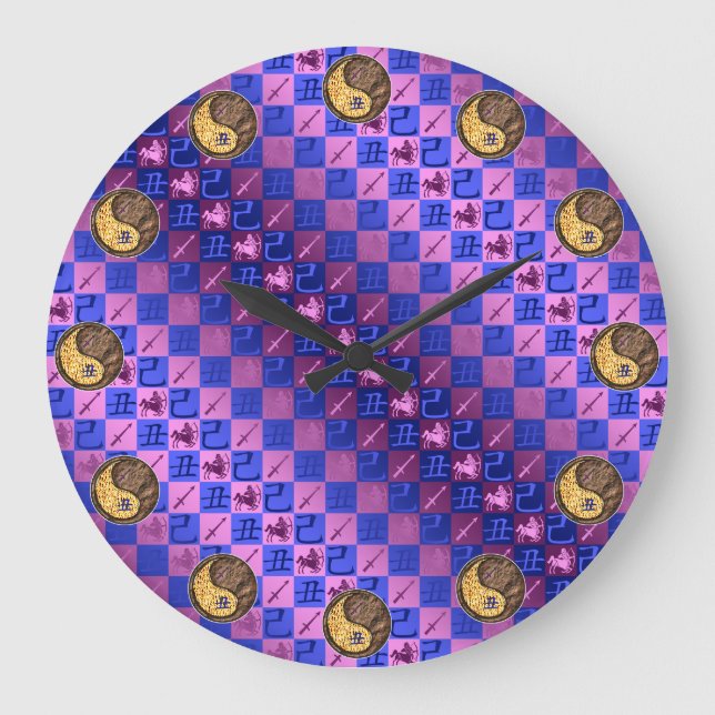 Schütze & Erde Ochse Große Wanduhr (Vorderseite)