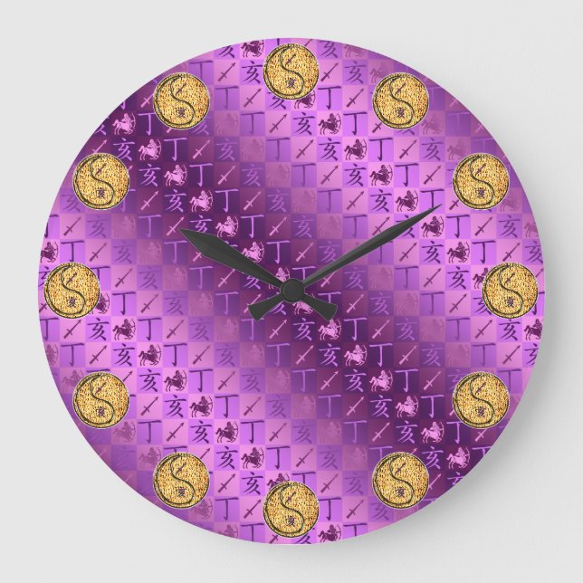 Schütze & Feuer-Schwein Große Wanduhr (Vorderseite)