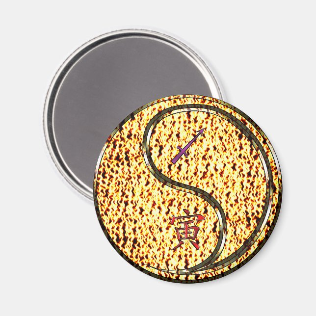 Schütze & Feuer Tiger Magnet (Vorderseite/Rückseite)