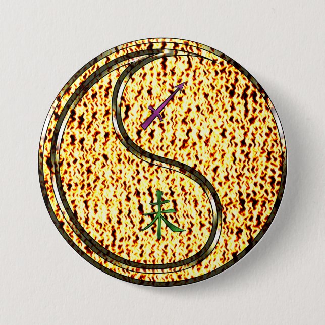 Schütze & Feuer Ziege Button (Vorderseite)