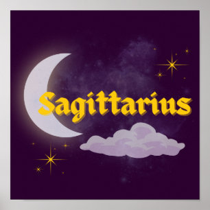 Schütze Himmelsmond Wolken Sterne Astrologie Poster