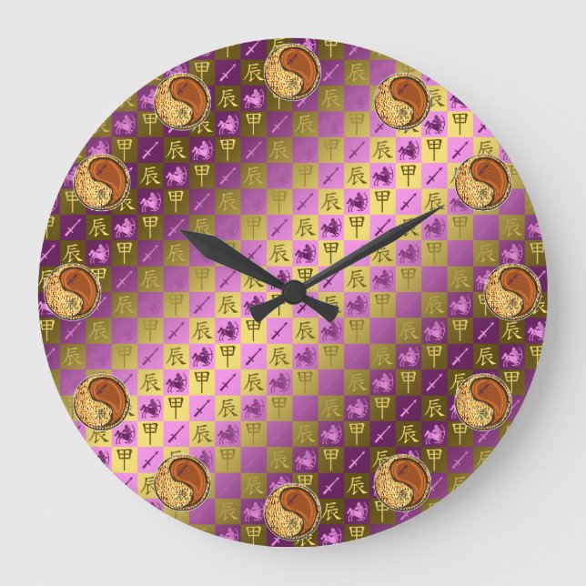 Schütze & Holz-Drache Große Wanduhr (Vorderseite)