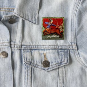 Schütze Horoskop Zodiac Mittelalterliche Kunst Pin Button