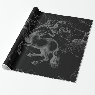 Schütze-Konstellation Hevelius Karte auf Schwarzem Geschenkpapier