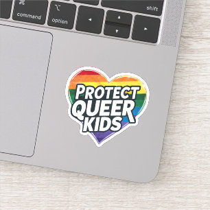 Schütze queere Kinder Regenbogenherz LGBT Stolz Aufkleber