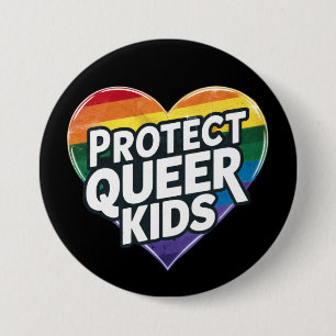 Schütze queere Kinder  Regenbogenherz  LGBT Stolz  Button