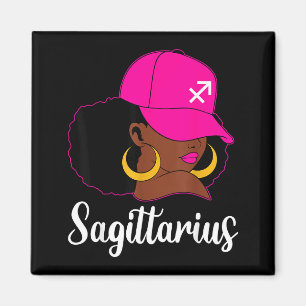 Schütze Schwarzes Mädchen Rosa Mütze Sternzeichen Magnet