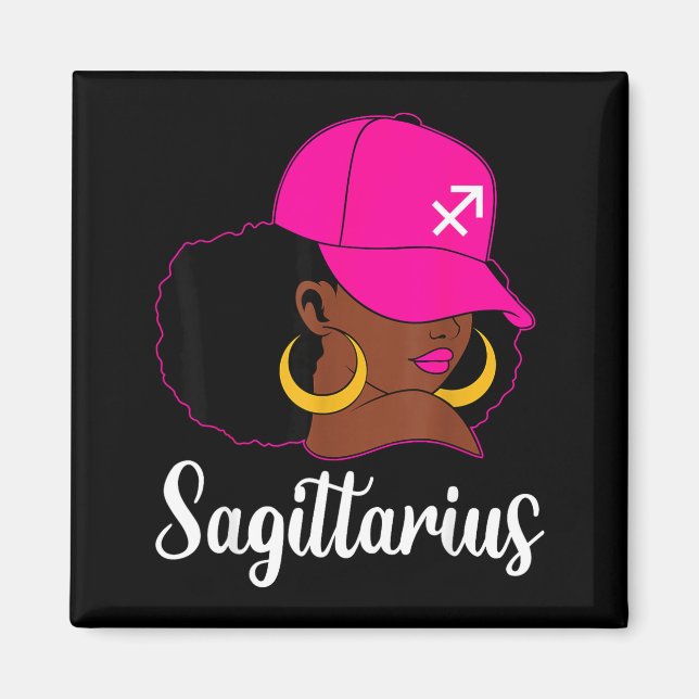 Schütze Schwarzes Mädchen Rosa Mütze Sternzeichen  Magnet (Vorne)