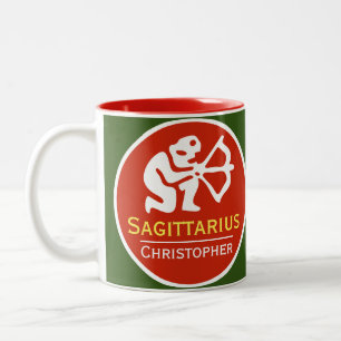 Schütze-Sternzeichen mit Namen des Besitzers Zweifarbige Tasse